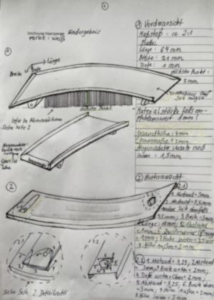 Technische Zeichnung magnetische Spange als kopfseitiges Befestigungselement